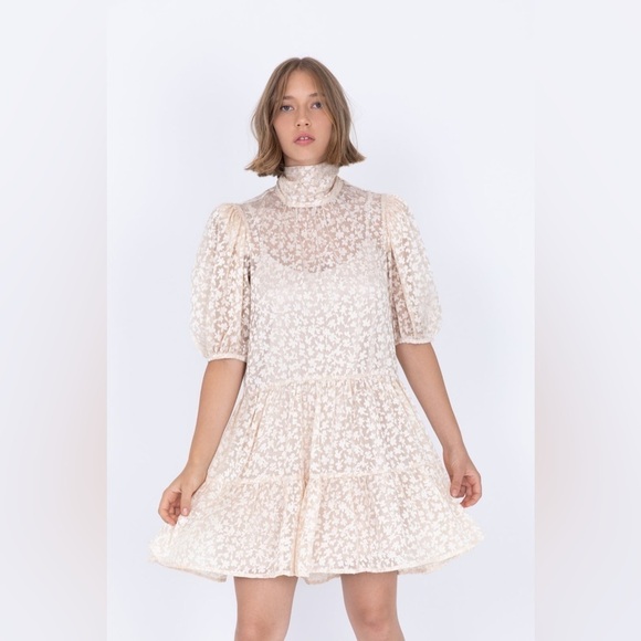 Sabina Musayev Brie Floral Burnout Dress with Large Bow 🪽 Medium NWOT - Picture 4 of 11